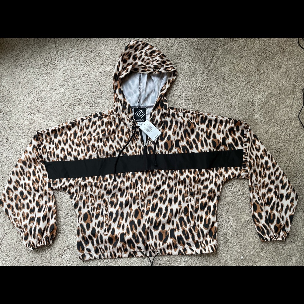 Animal Print Windbreaker Pullover